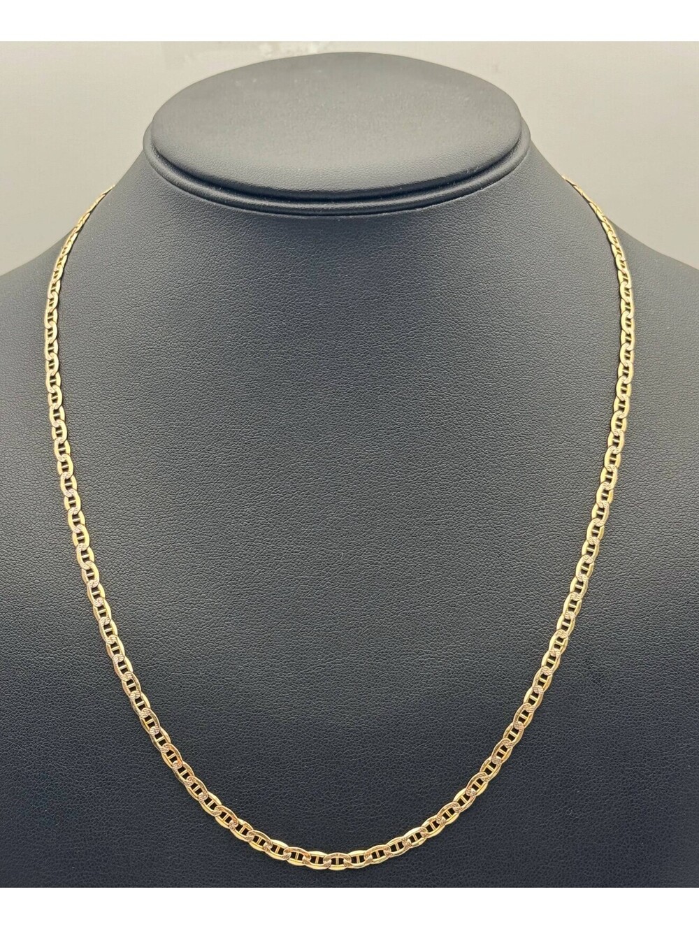 Jewelry 14k solid Two Tone Yellow Gold Mariner link 22” Chain necklace 5.00 gram